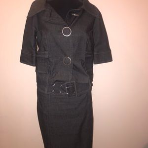 Stylish Kenar gray denim look suit sz8